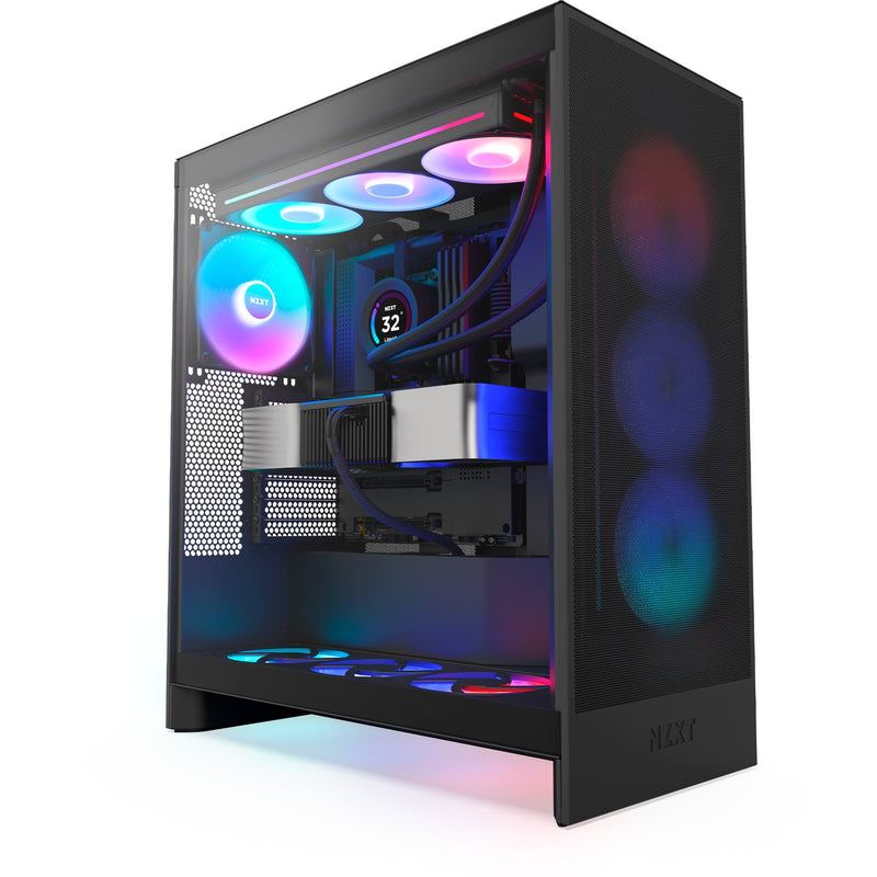 Load image into Gallery viewer, Nzxt h7 flow rgb (2024) midi tower behuizing (zwart | 2x usb-a | 1x usb-c | rgb | tempered glass)
