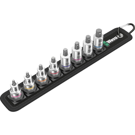Wera belt b 2 zyklop binnenzeskant bitdoppen set, 3 8 , 8‑delig dopsleutel (zwart zilver, met vasthoudfunctie)