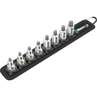 Wera belt b 2 zyklop binnenzeskant bitdoppen set, 3 8 , 8‑delig dopsleutel (zwart zilver, met vasthoudfunctie)