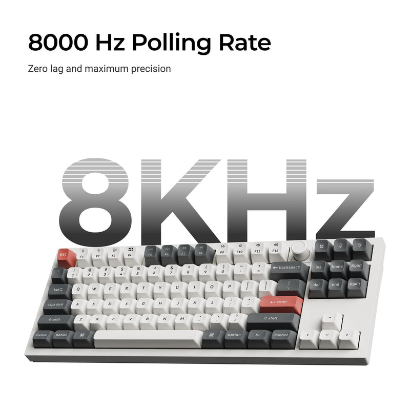 Load image into Gallery viewer, Keychron q3 ultra-m4 8k wireless custom mechanical keyboard (zwart, us lay-out (qwerty), silk pom banana, 80% (tkl), rgb, hot swap, 8k, 2.4 ghz | bluetooth 5.2 | usb-c)

