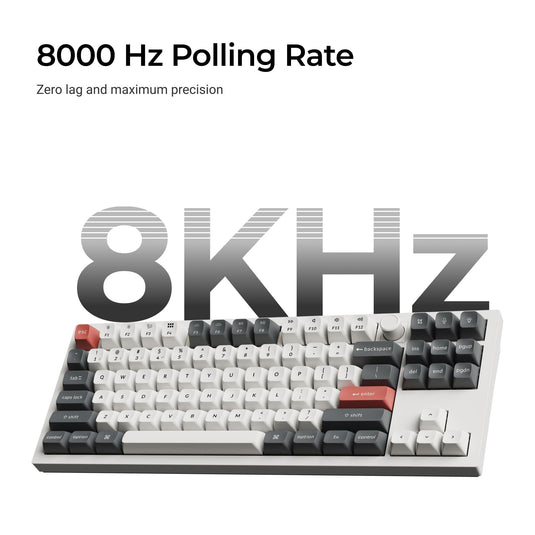 Keychron q3 ultra-m4 8k wireless custom mechanical keyboard (zwart, us lay-out (qwerty), silk pom banana, 80% (tkl), rgb, hot swap, 8k, 2.4 ghz | bluetooth 5.2 | usb-c)