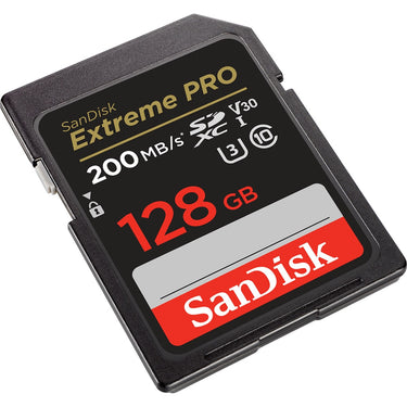 Sandisk extreme pro 128 gb sdxc geheugenkaart (zwart, uhs-i, class 10, u3, v30)