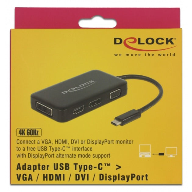 Load image into Gallery viewer, Delock usb-c > vga hdmi dvi displayport adapter (zwart, 0,15 meter)
