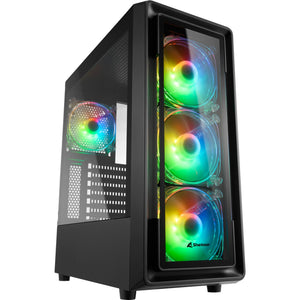 Sharkoon tk4 rgb midi tower behuizing (zwart | 4x usb-a | rgb | tempered glass)