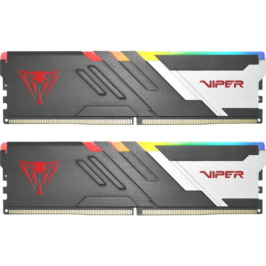 Patriot 64 gb ddr5-6000 (2x 32 gb) dual-kit werkgeheugen (zwart, pvvr564g600c30k, viper venom rgb, intel xmp, amd expo))