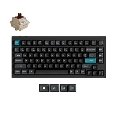 Keychron q1 ultra-m3 8k wireless custom mechanical keyboard (zwart, us lay-out (qwerty), silk pom brown, 75%, rgb, hot swap, 8k, 2.4 ghz | bluetooth 5.2 | usb-c)