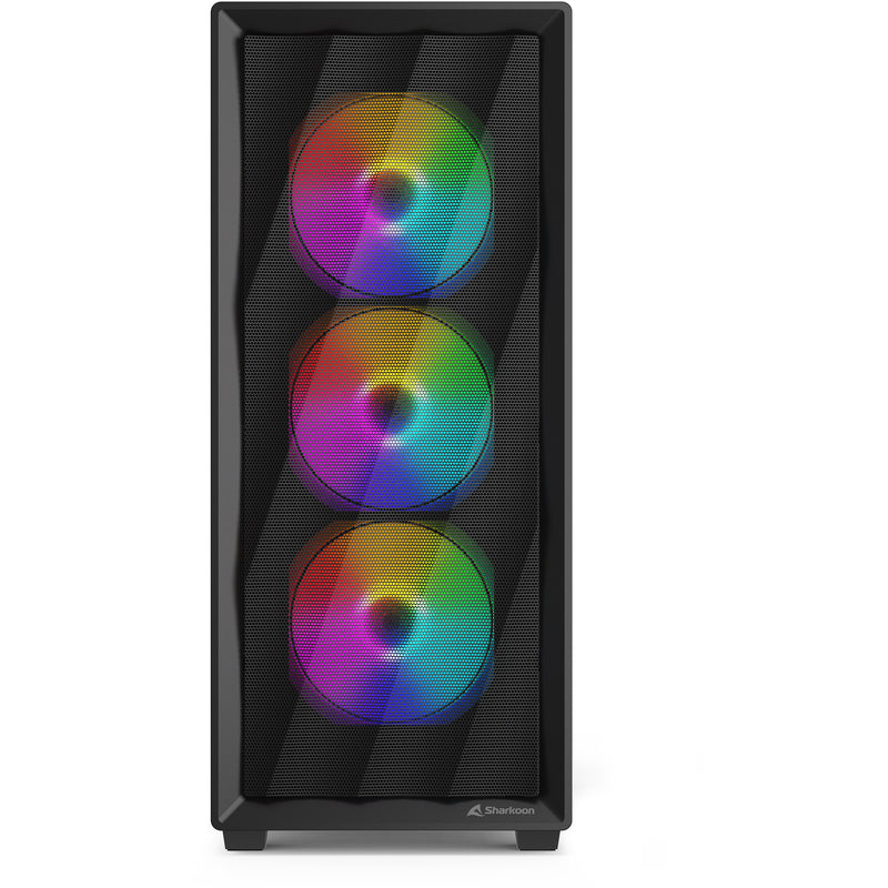 Load image into Gallery viewer, Sharkoon vk4 rainbow midi tower behuizing (zwart | 2x usb-a | rgb | tempered glass)
