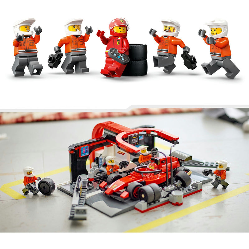 Load image into Gallery viewer, Lego city f1 pitstop en pitcrew met ferrari auto - 60443
