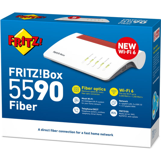 Fritz! box 5590 fiber edition internationaal router (wit rood, mesh wi-fi)