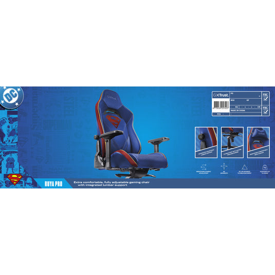 Trust gxt 721sm ruya pro premium comfortabele gamingstoel (blauw rood)