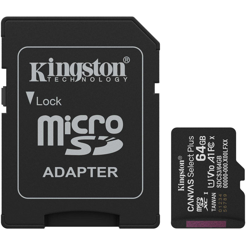 Load image into Gallery viewer, Kingston canvas select plus 64 gb microsdxc geheugenkaart (zwart, uhs-i u1, class 10, v10, incl. sd adapter)
