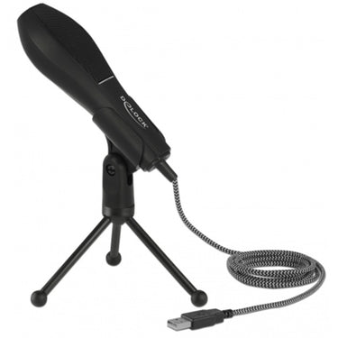 Delock usb condenser microfoon (zwart, met tafel standaard)