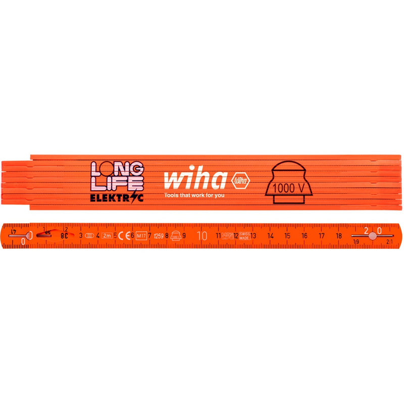 Load image into Gallery viewer, Wiha elektriciensduimstok longlife 2m meetlat (oranje)
