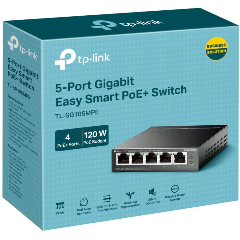 Load image into Gallery viewer, Tp-link tl-sg105mpe 5-port gigabit easy smart switch met 4-port poe+ (120w poe met 30w per poort)
