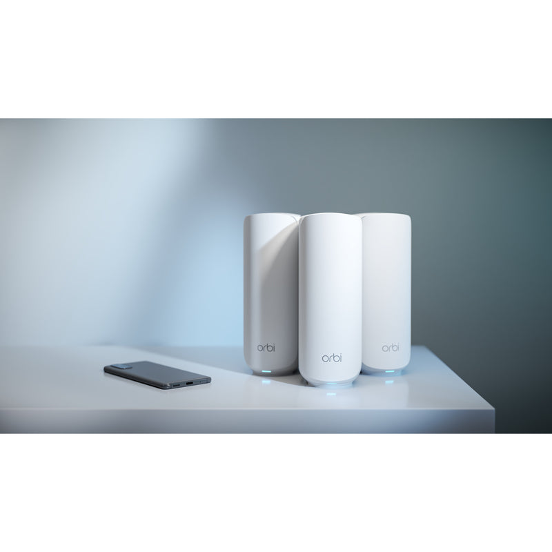 Load image into Gallery viewer, Netgear orbi 370 wifi mesh systeem, dual-band wifi 7-mesh systeem, 3 stuks mesh router (wit, 1x orbi wifi 7-router (rbe371), 2x orbi wifi 7-satellieten (rbe370))

