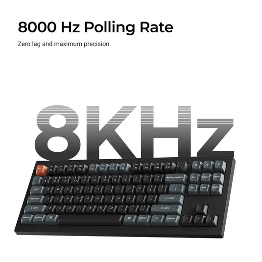 Keychron v3 ultra 8k wireless custom mechanical keyboard (zwart, us lay-out (qwerty), silk pom red, 80% (tkl) , rgb, hot swap, 2.4 ghz | bluetooth 5.3 | usb-c)