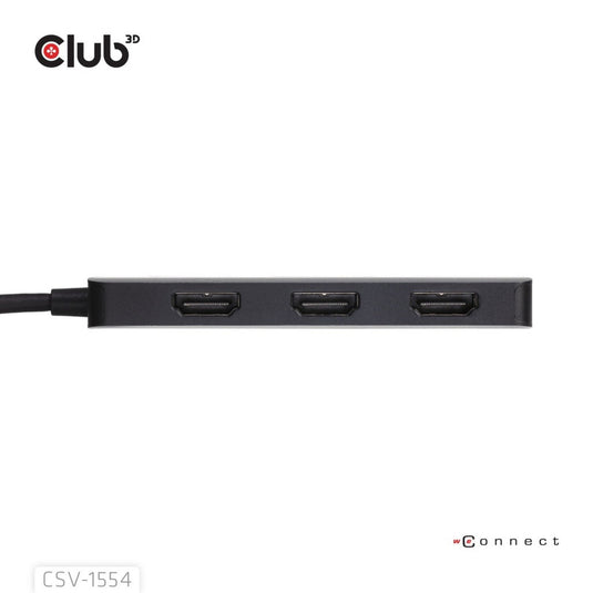 Club 3d usb-c naar triple hdmi mst hub 4k60hz adapter (zwart)