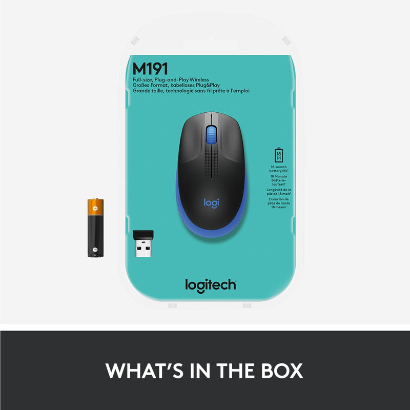 Load image into Gallery viewer, Logitech m190 full-size wireless mouse (blauw, 1000 dpi)
