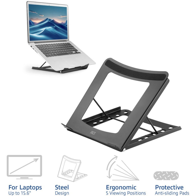 Load image into Gallery viewer, Act connectivity laptopstandaard, inklapbaar, hoogte verstelbaar in 5 standen (zwart)

