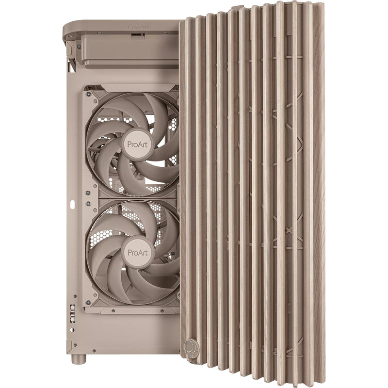Load image into Gallery viewer, Asus proart pa401 wood edition - mesh panel midi tower behuizing (beige houtkleur | 2x usb-a | 1x usb-c)
