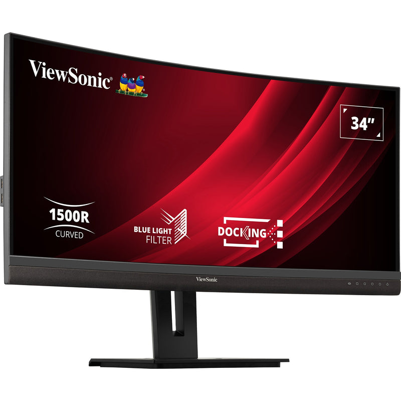Load image into Gallery viewer, Viewsonic uwqhd curved docking monitor vg3456c 34 ultrawide (zwart (mat), 2x hdmi, 1x displayport, usb-a, usb-b, usb-c, lan, audio)

