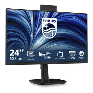 Philips 24b2n3200jh 00 23.8 monitor (zwart, 1x displayport, 1x hdmi, 1x vga, 4x usb-a, 120 hz, webcam)