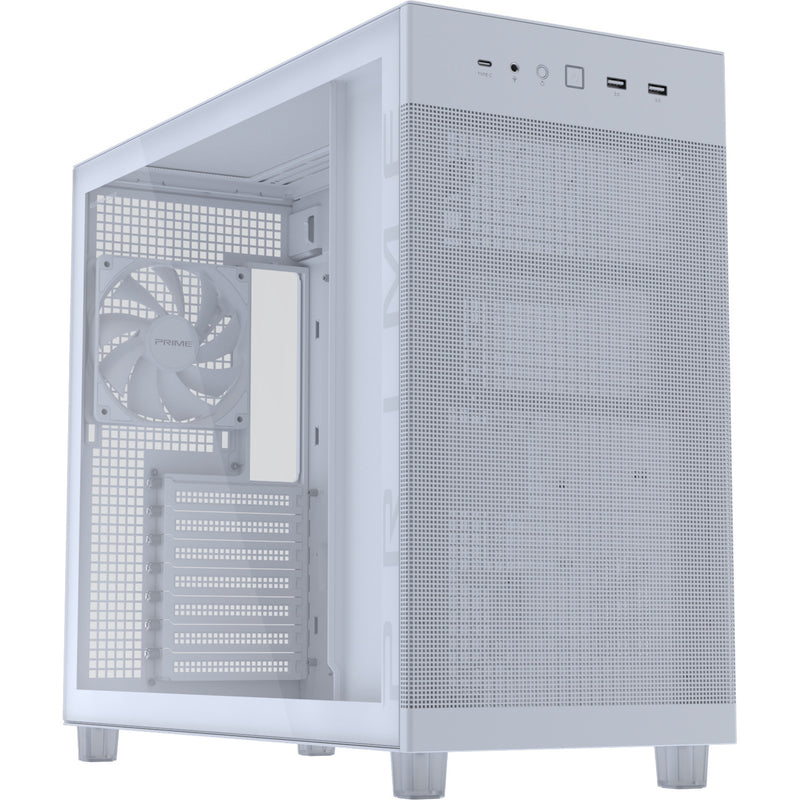 Load image into Gallery viewer, Asus prime ap303 - tempered glass panel midi tower behuizing (wit | 2x usb-a | 1x usb-c | tempered glass)
