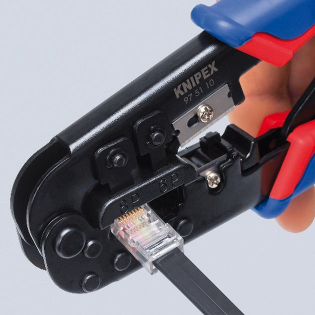 Load image into Gallery viewer, Knipex krimptang 97 51 10 sb (blauw rood, rj-11 12 en rj-45 stekker)
