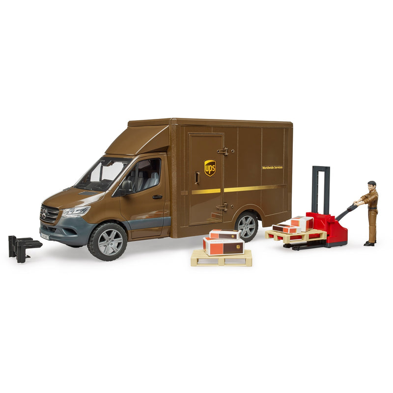 Load image into Gallery viewer, Bruder mb sprinter ups met chauffeur en toebehoren modelvoertuig (02678)
