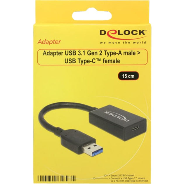 Load image into Gallery viewer, Delock converter usb-a 3.1 > usb-c adapter (zwart, 0,15 meter)
