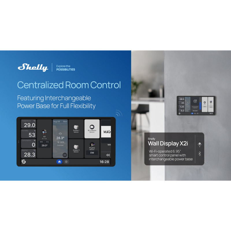 Load image into Gallery viewer, Shelly wall display x2i bedieningspaneel (zwart, touchscreen, wi-fi 6, bluetooth 5.4)
