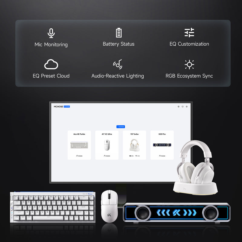 Load image into Gallery viewer, Mchose v9 turbo+ magnetic wireless over-ear gaming headset (hoogglans wit goud, nintendo switch, playstation 4, playstation 5, mobiel, pc, 2.4g bluetooth usb)

