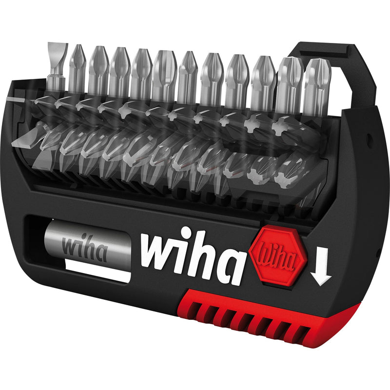 Load image into Gallery viewer, Wiha bitset flipselector standard 25 mm (zwart rood, phillips, pozidriv, torx® 13-delig 1 4 c6,3 met riemclip)
