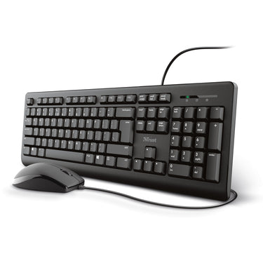 Trust primo keyboard mouse set desktopset (zwart, us lay-out (qwerty), membraan, 100%)