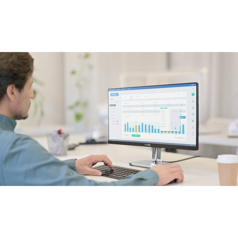 Load image into Gallery viewer, Philips 24b2g5200 23.8 monitor (zilver zwart, vga, hdmi, displayport, usb, audio, 100 hz)

