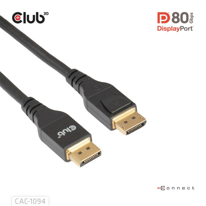 Afbeelding laden in galerijviewer, Club 3d displayport 2.1 vesa dp80 gecertificeerde kabel male-male (zwart, 2 meter, 8k 240hz, 10k 60hz, 80gbps)
