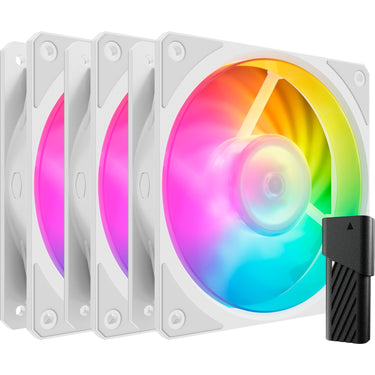 Cooler master mobius 120p argb 120x120x25 case fans (wit, 3 stuks, 120 x 120 x 25 mm, pwm)
