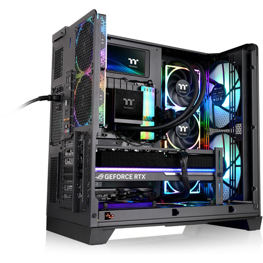 Thermaltake view 390 air midi tower behuizing (zwart | 2x usb-a | 1x usb-c | tempered glass)