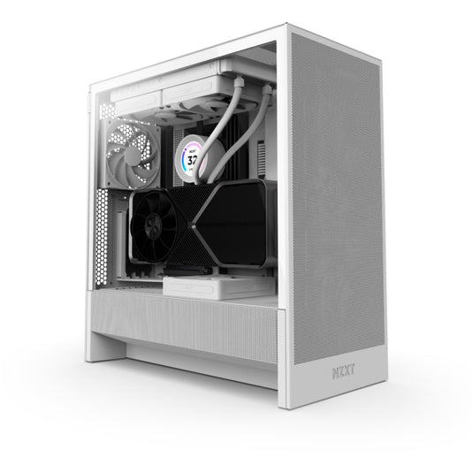 Nzxt h5 flow v2 midi tower behuizing (wit | 1x usb-a | 1x usb-c | tempered glass)