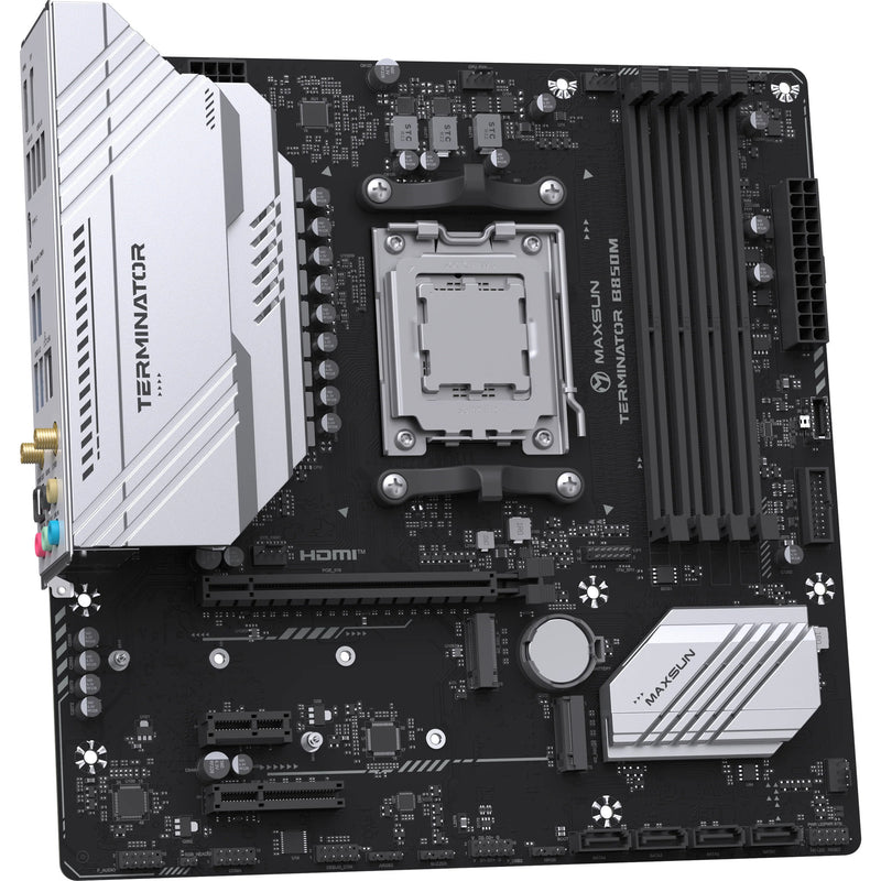 Afbeelding laden in galerijviewer, Maxsun ms-terminator b850m wifi socket am5 moederbord (zwart, raid, 2.5 gb-lan, wlan, bt, sound, µatx)
