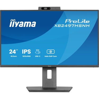 Iiyama prolite xb2497hsnh-b1 23.8 monitor (zwart, hdmi, displayport, lan, audio, usb-c, webcam)