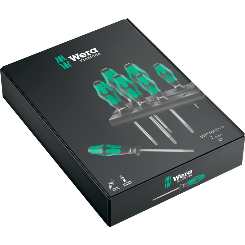 Load image into Gallery viewer, Wera 367 7 torx hf-schroevendraaierset kraftform plus + rek (zwart groen, 7-delig)
