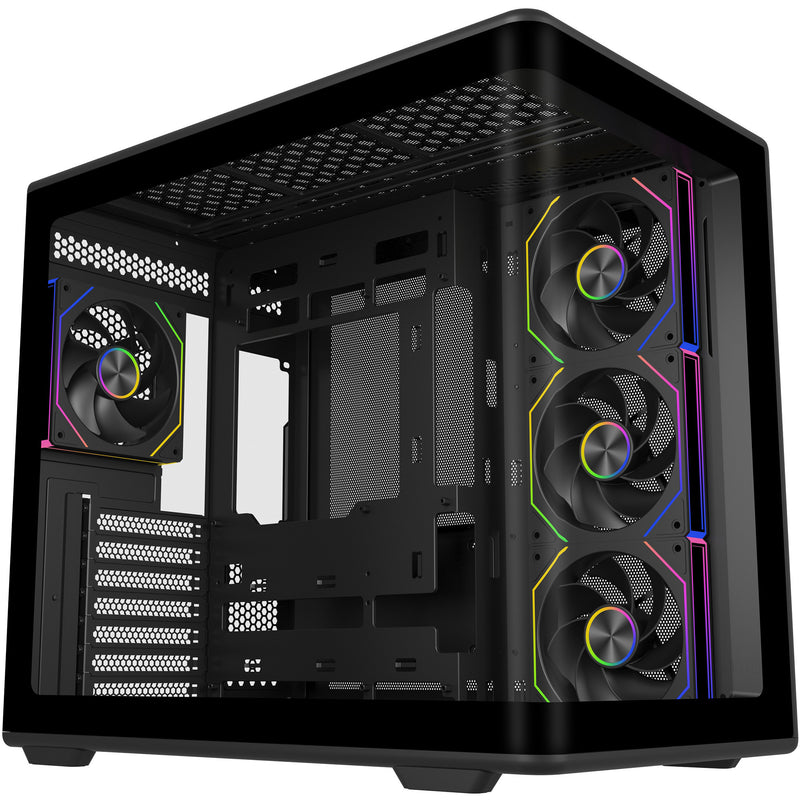 Load image into Gallery viewer, Cooler master elite 600 argb midi tower behuizing (zwart | 2x usb-a | 1x usb-c | rgb | tempered glass)
