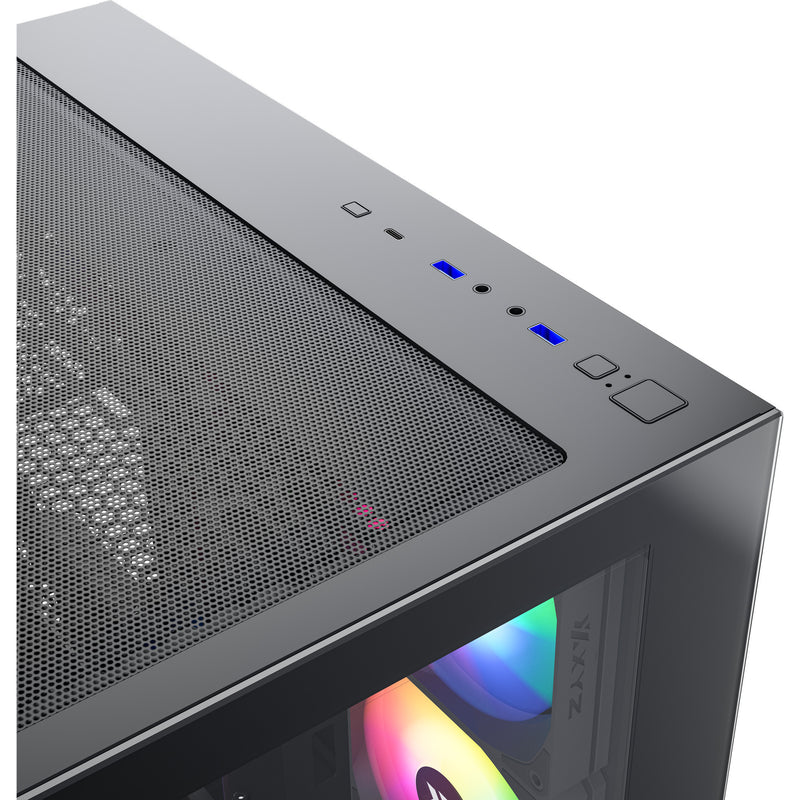 Afbeelding laden in galerijviewer, Xyz pc gear tesseract x midi tower behuizing (zwart | 2x usb-a | 1x usb-c | tempered glass)

