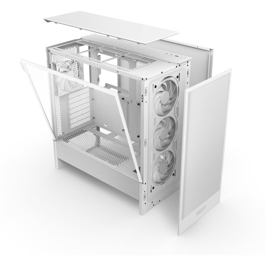 Nzxt h5 flow rgb v2 midi tower behuizing (wit | 1x usb-a | 1x usb-c | rgb | tempered glass)