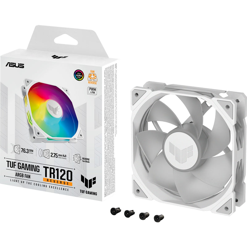 Load image into Gallery viewer, Asus tuf gaming tr120 argb reverse case fan (wit, 120 x 120 x 28 mm)
