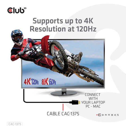 Club 3d ultra high speed hdmi 2.1 gecertificeerde kabel male-male (zwart, 5 meter, 4k 120hz, 8k 60hz, 48gbps)
