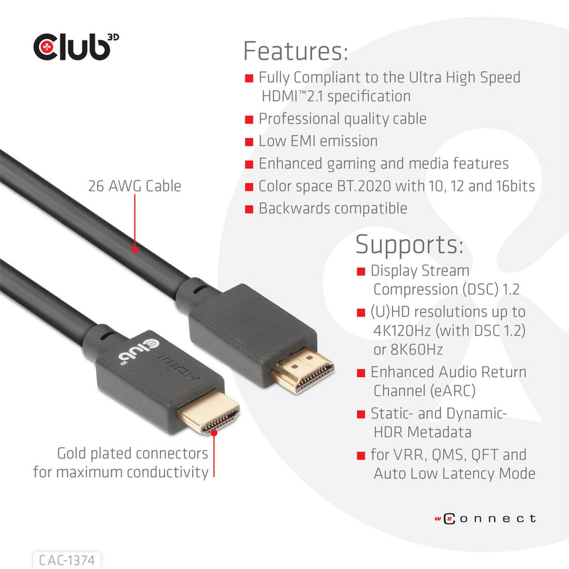 Load image into Gallery viewer, Club 3d gecertificeerde ultra high speed hdmi 2.1 kabel (zwart, 4 meter, 8k)

