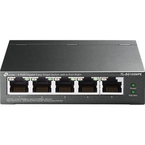 Tp-link tl-sg105mpe 5-port gigabit easy smart switch met 4-port poe+ (120w poe met 30w per poort)