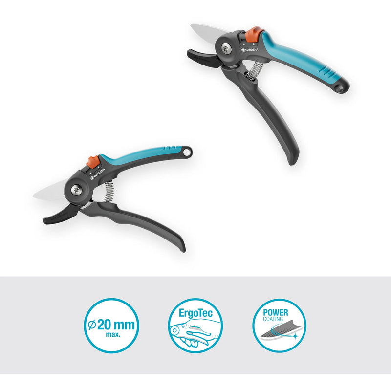 Load image into Gallery viewer, Gardena snoeischaar premiumcut voor droog hout (grijs turquoise, aambeeldsnede, 20 mm snoeidiameter)
